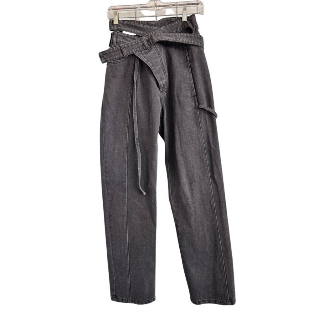 OTTOLINGER x ISKO Black Denim Wrap Waist Belted Jeans Womens XS - Picture 2 of 12